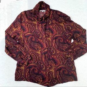 Valerie Stevens Button Silk Vintage Blouse Top